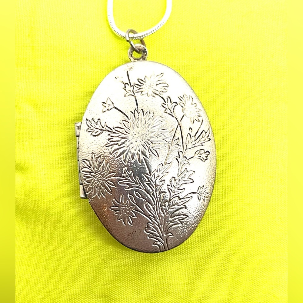 Silver 20” Snake Chain Locket pendant Necklace
